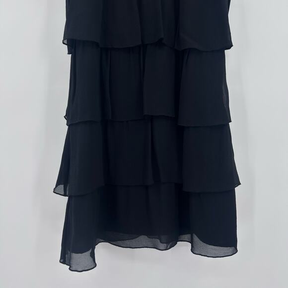 AX Armani Exchange 100% Silk Ruffle Mini Dress Cocktail LBD Date Night Womens 0 - Picture 10 of 11